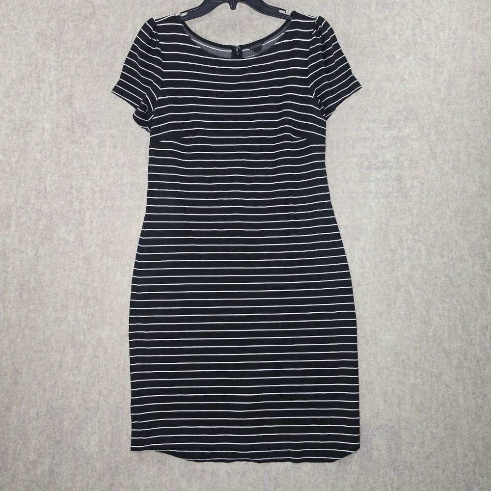 Ann Taylor Black & White Striped Dress Size 8